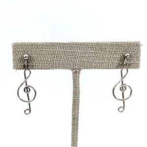 Sterling Silver Treble Clef Dangle Drop Stud Earrings Musical